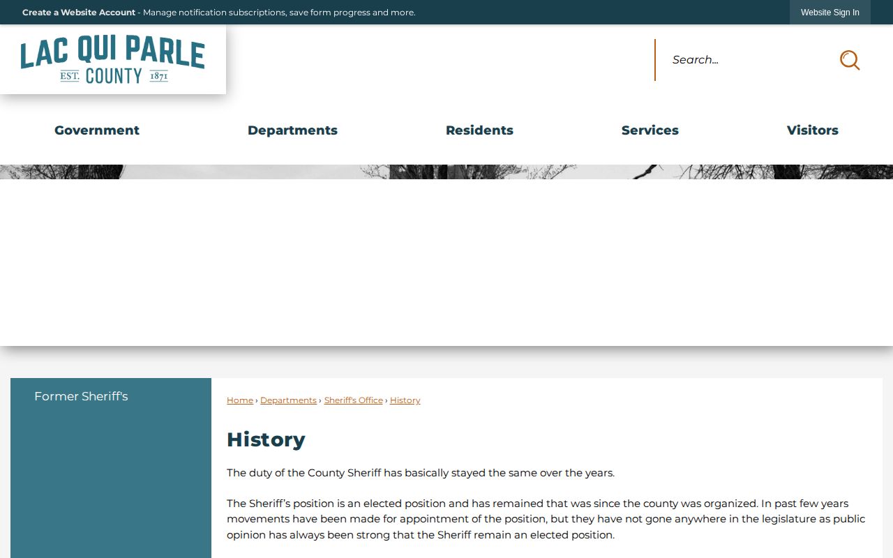 Lac qui Parle County history page supporting Bellingham custody-record routing