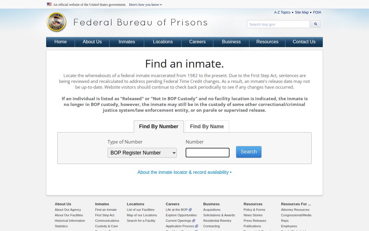 Lac qui Parle County federal custody record locator interface